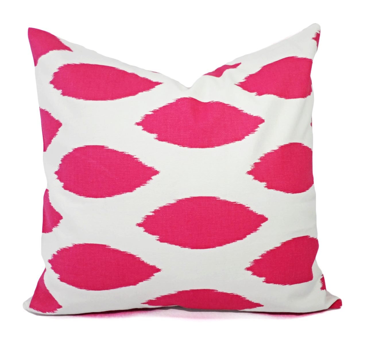 Two Decorative Pillow Covers Two Hot Pink and White Pillows