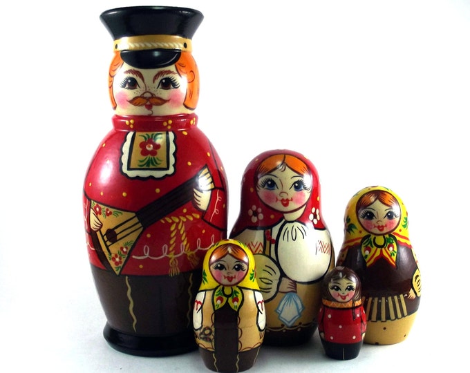 Nesting doll 5 pcs Russian Family Russian matryoshka. The original birthday gift.