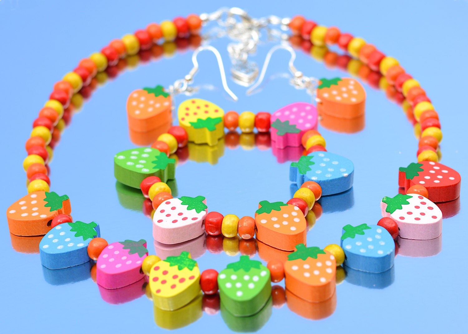 Children's Jewellery Set with Colourful Wooden Strawberry