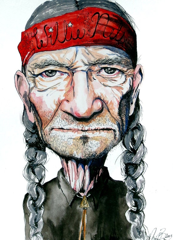 Items similar to Willie Nelson Illustration - Signed Numbered Print on Etsy