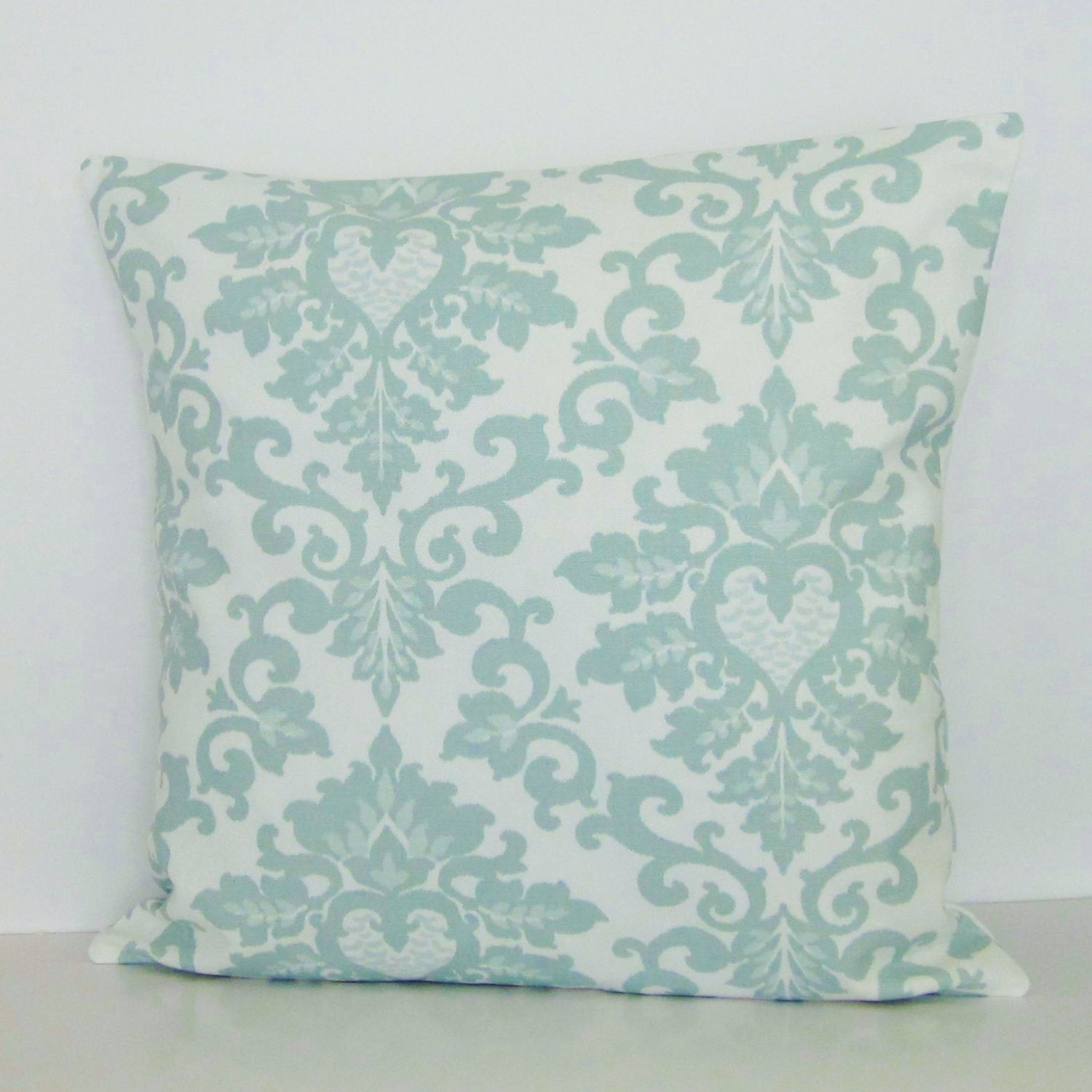 Seafoam Green Damask Pillow Cover Decorative Throw Accent Toss