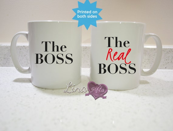 The Boss  The Real Boss  MUG SET cup set Wedding  girlfriend