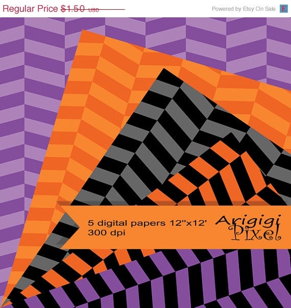 ON SALE 70 % OFF Halloween digital collage sheet, herringbone, black, orange, purple, digital patterned paper, scrapbooking paper instant do Il_570xn