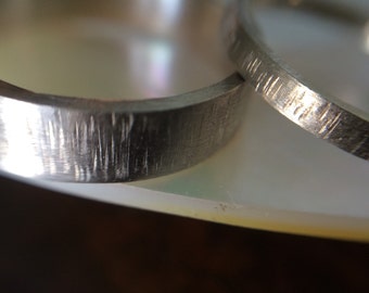 Rustic White Gold Wedding Band Set- organic recycled gold wedding bands set- hammered wedding band set
