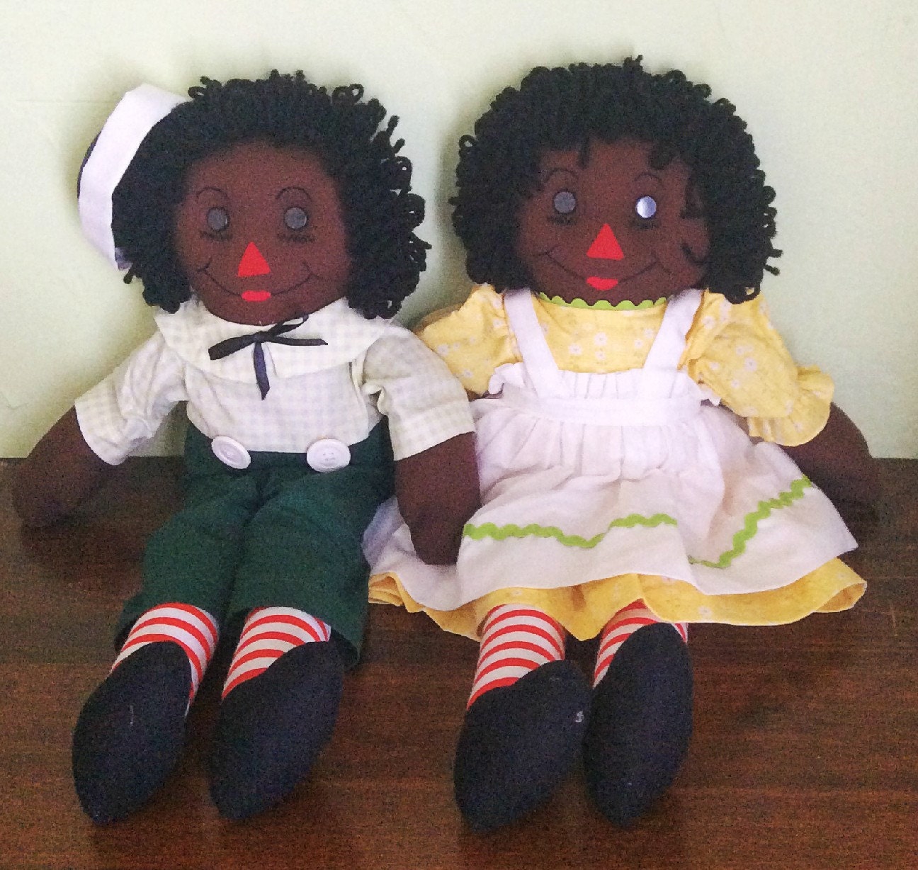 Black Raggedy Ann and Raggedy Andy Plush Doll by FindUrHappyPlace