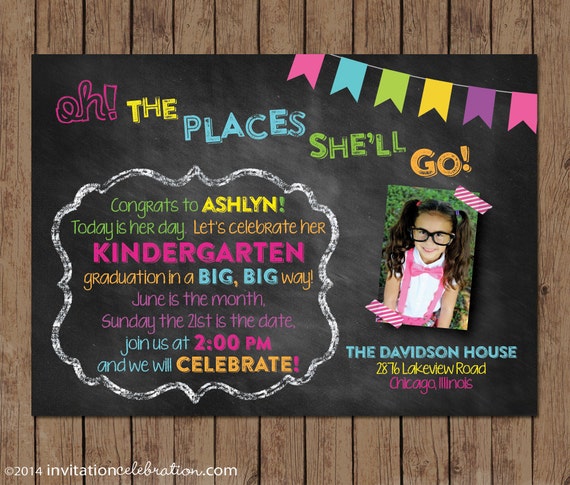 Dr. Seuss Kindergarten Graduation Invitation Preschool