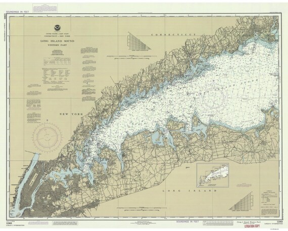 Long Island Sound Western Part 1990 Nautical Map by Oldmap