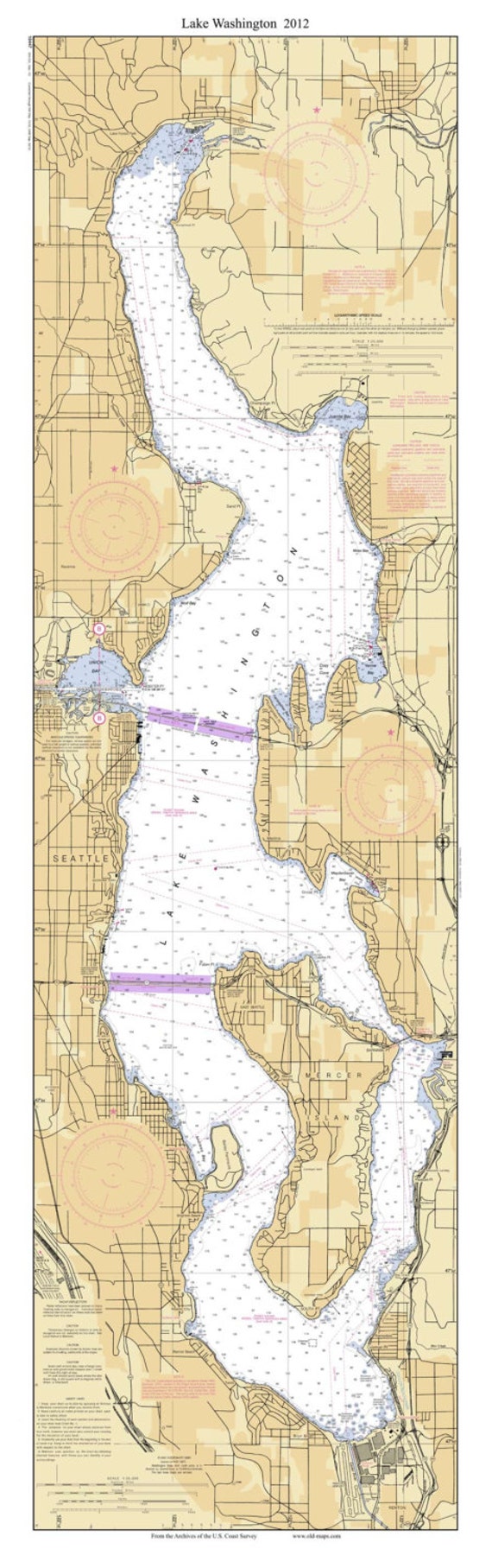 Lake Washington 2012 Nautical Map Washington Reprint PC