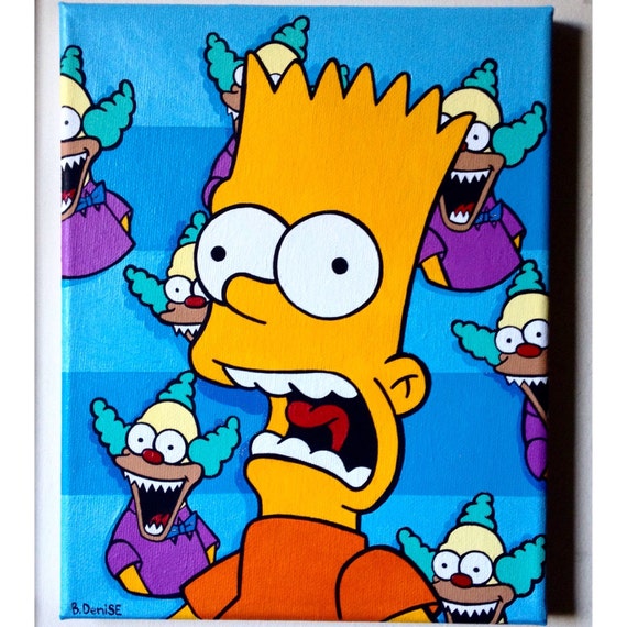 Bart simpson killer clown original painting by GoldchainNewYork