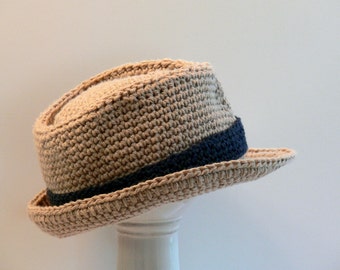 Crochet Pattern - Boy's Hat Fedora Meadowvale Studio Size Baby, Toddler, Boys, Teen, Men's, Men's Large, Men's X Large, Men's XX Large # 110