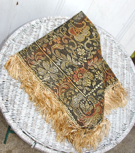 Brocade Tablecloth Fringed Tablecloth Gypsy Tapestry Boho Tablecloth