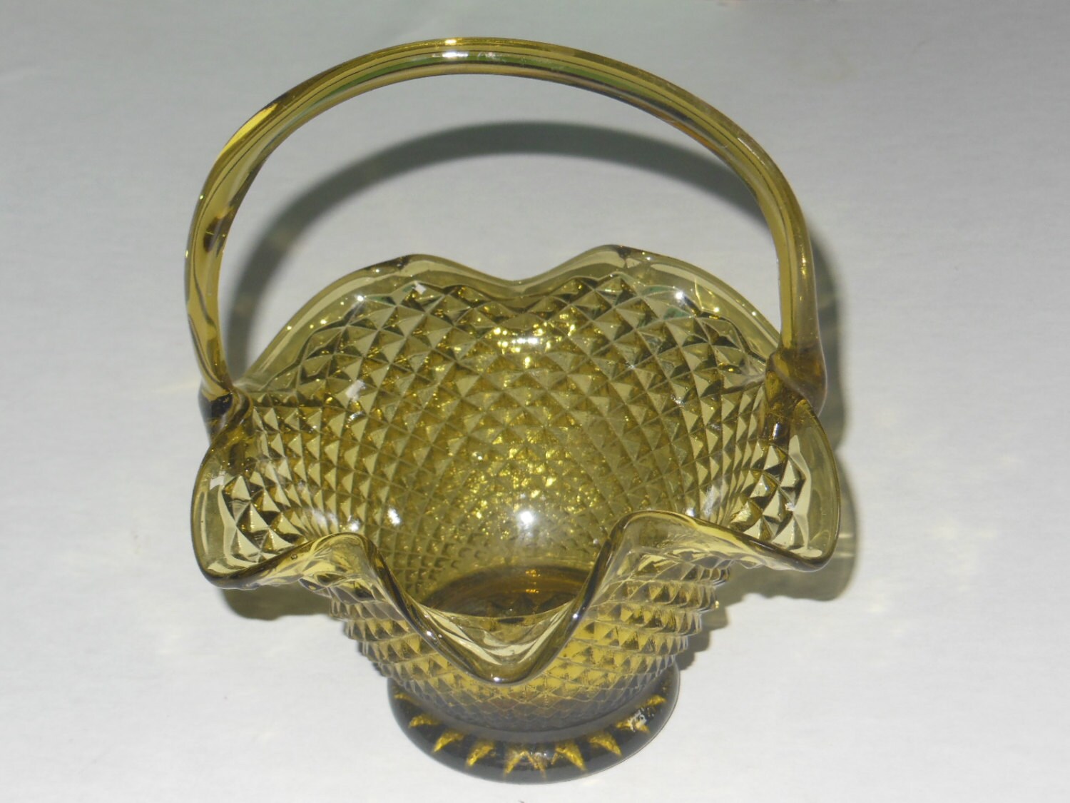 Vintage Green Fluted Glass Handled Basket Candy Dish Haute Juice