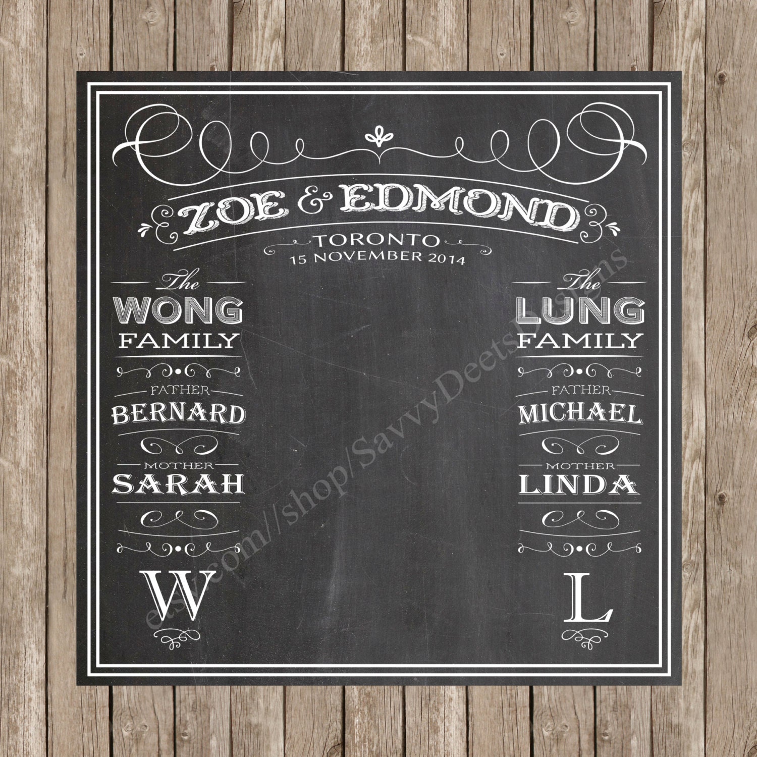 Wedding Photo Backdrop Chalkboard Printable Complete Custom