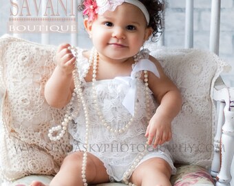 White Lace Petti Romper, baby rompers, lace romper, baby girls outfit, Baby Romper,flower girl, baptism,baby Christening, dedication outfit
