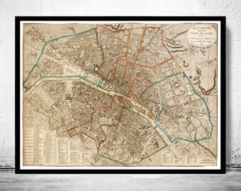 Old Map of Paris 1832 France Vintage Paris Plan