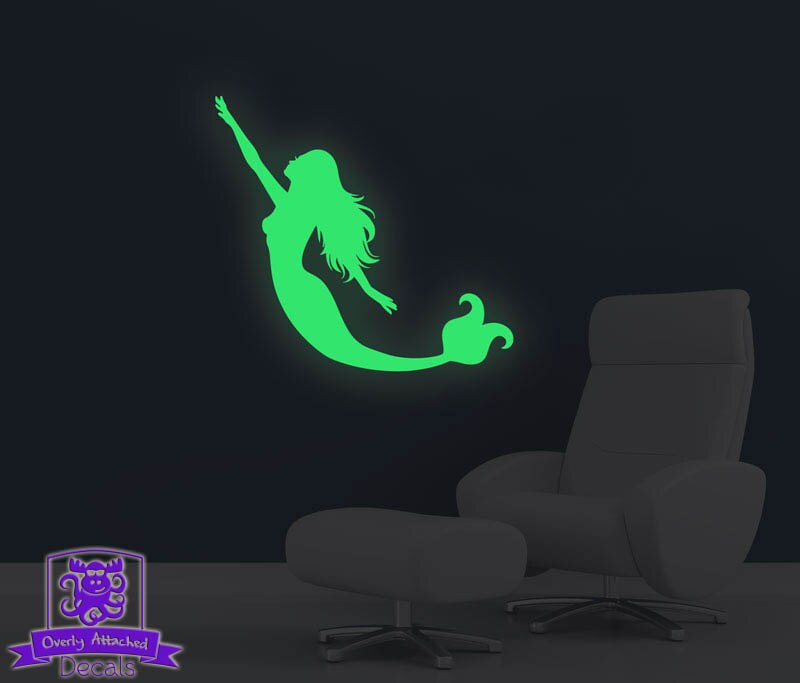 Glow in the Dark Mermaid Reaching Wall Decal Decor