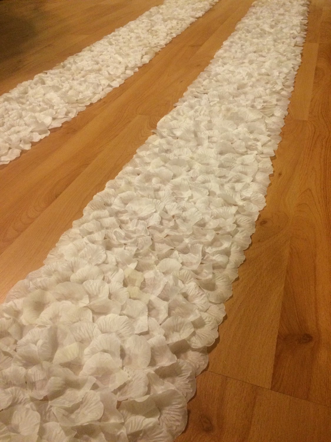 Ivory rose petal aisle runner border