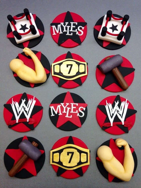 Fondant Wrestling Cupcake Toppers Wrestling by CherryBayCakes