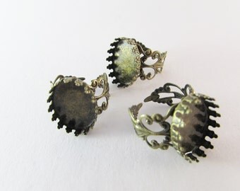 D-00202 - 2 Pad ring base Ant. Bronze 18x13mm base