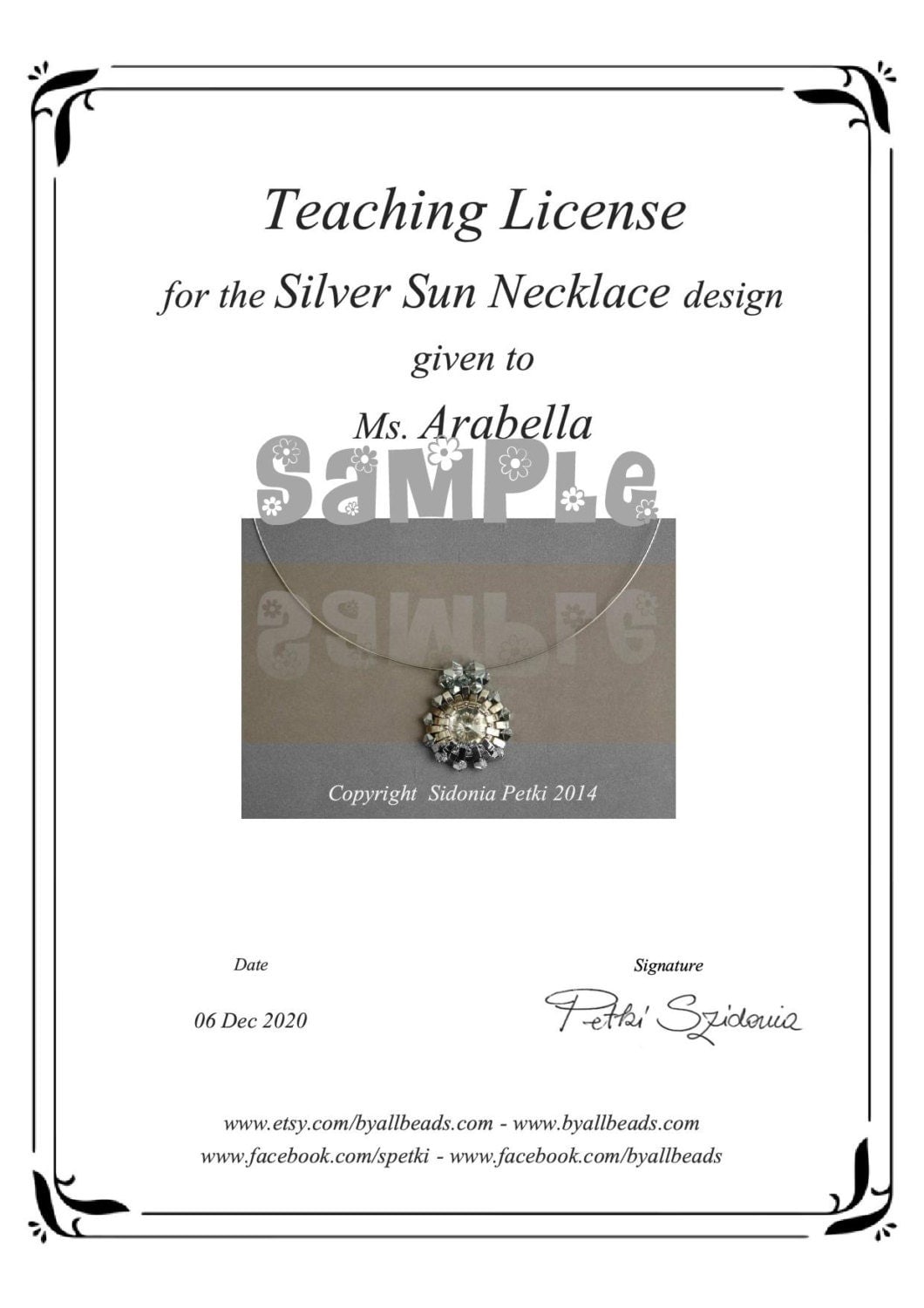 Teaching License / Certificate for teaching by SidoniasBeads