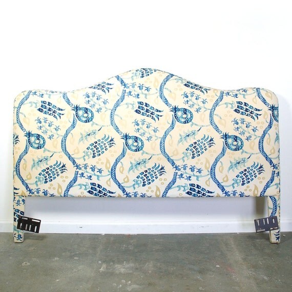 1960s Upholstered Headboard / Vintage Mid Century Queen Size