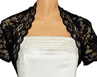 Ladies Black Lace Short Sleeve Bolero Shrug