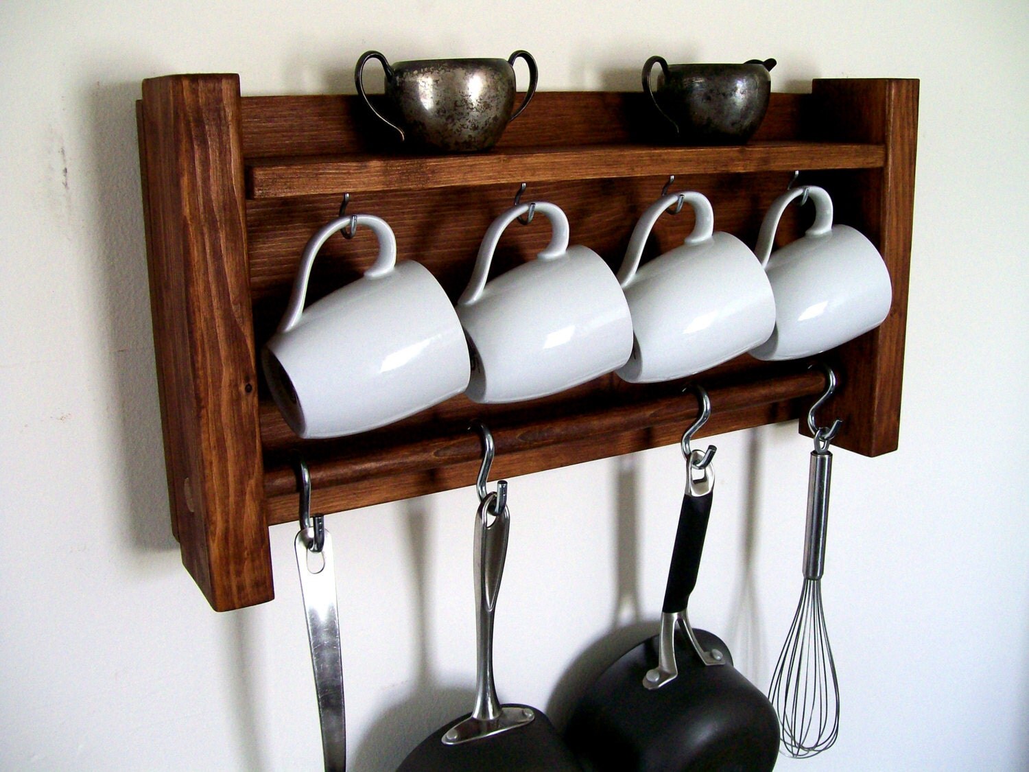 Rustic Spice Rack Kitchen Shelf Pot Rack Coffee Cup Rack