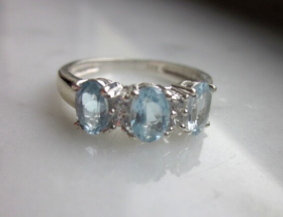 925 sterling light blue topaz ring December birthstone promise ring ...