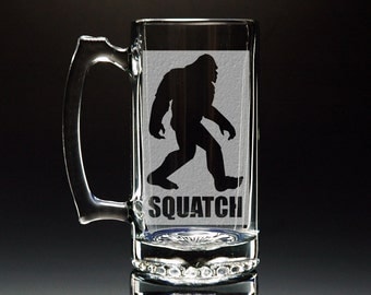 Sasquatch - Bigfoot - Etched Large 26.5 oz Glass Mug