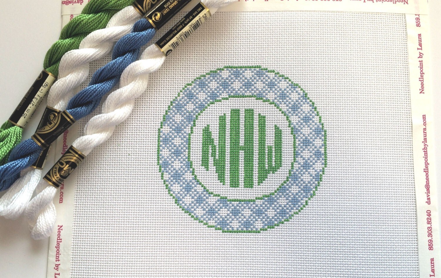 Needlepoint Kitornament/frameable Monogram by NeedlepointbyLaura