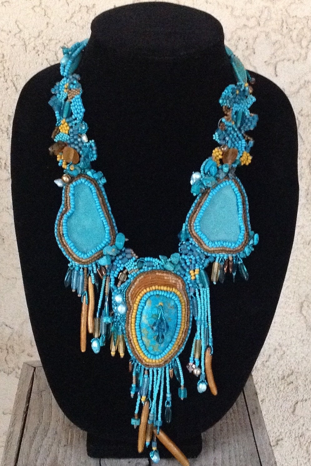 Stunning Beaded Turquoise Necklace Using Bead By Judesart On Etsy