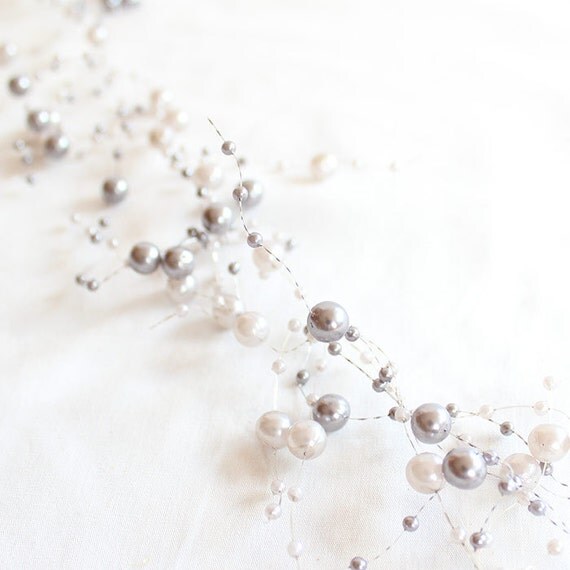 pearl beaded garland spray two tone gray pearl beaded garland spray two tone gray