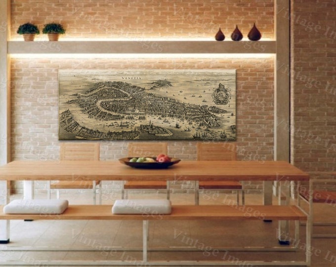Old Venice Map, Antique 1641 Venice map Restoration Hardware Style Old Map of Venice wall Map up to 43" x 90" Antique map Home Decor