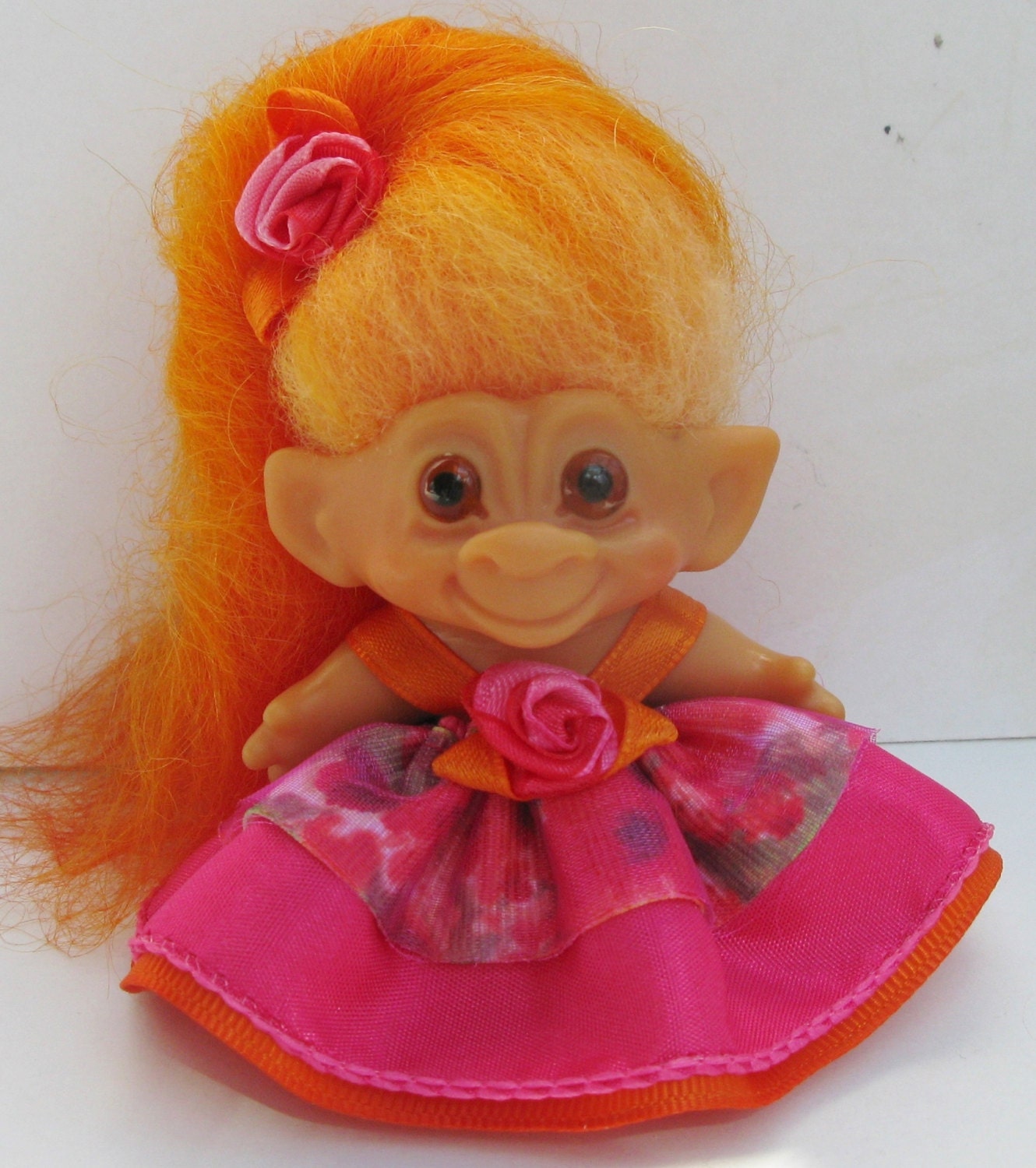 Petite Vintage DAM Troll Doll Adorable Little Rose