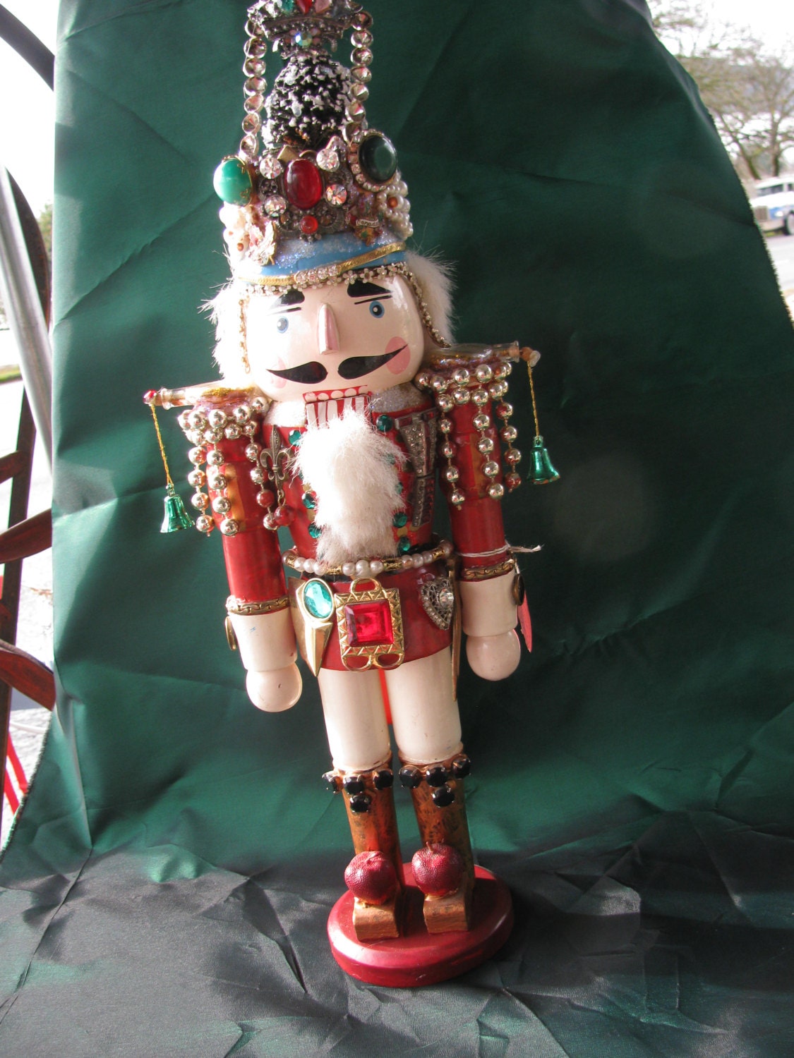 Nutcracker Jeweled Canadian Soldier With Gold Dust Bottles