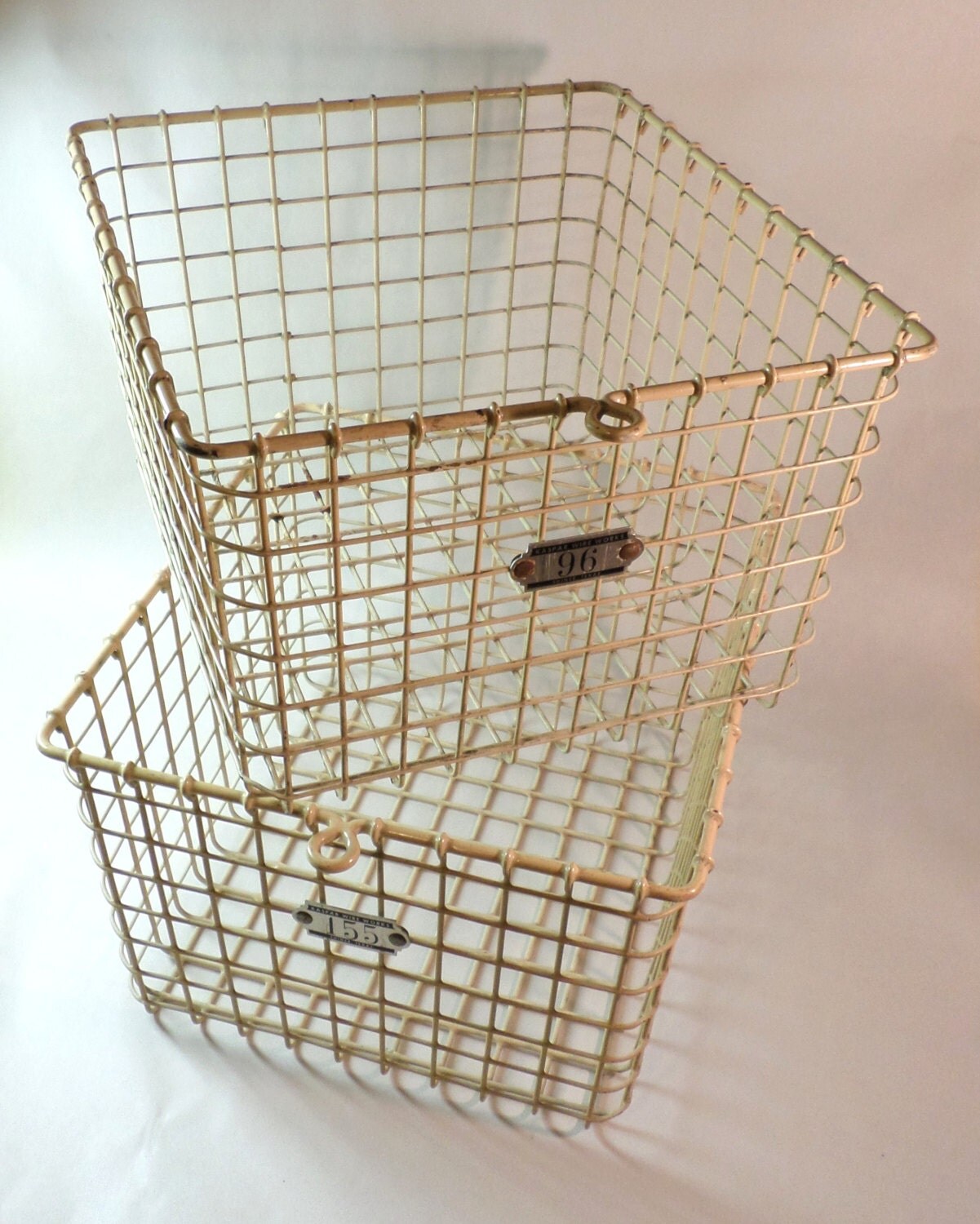 Two large vintage metal gym baskets 13 x 12 Haute Juice