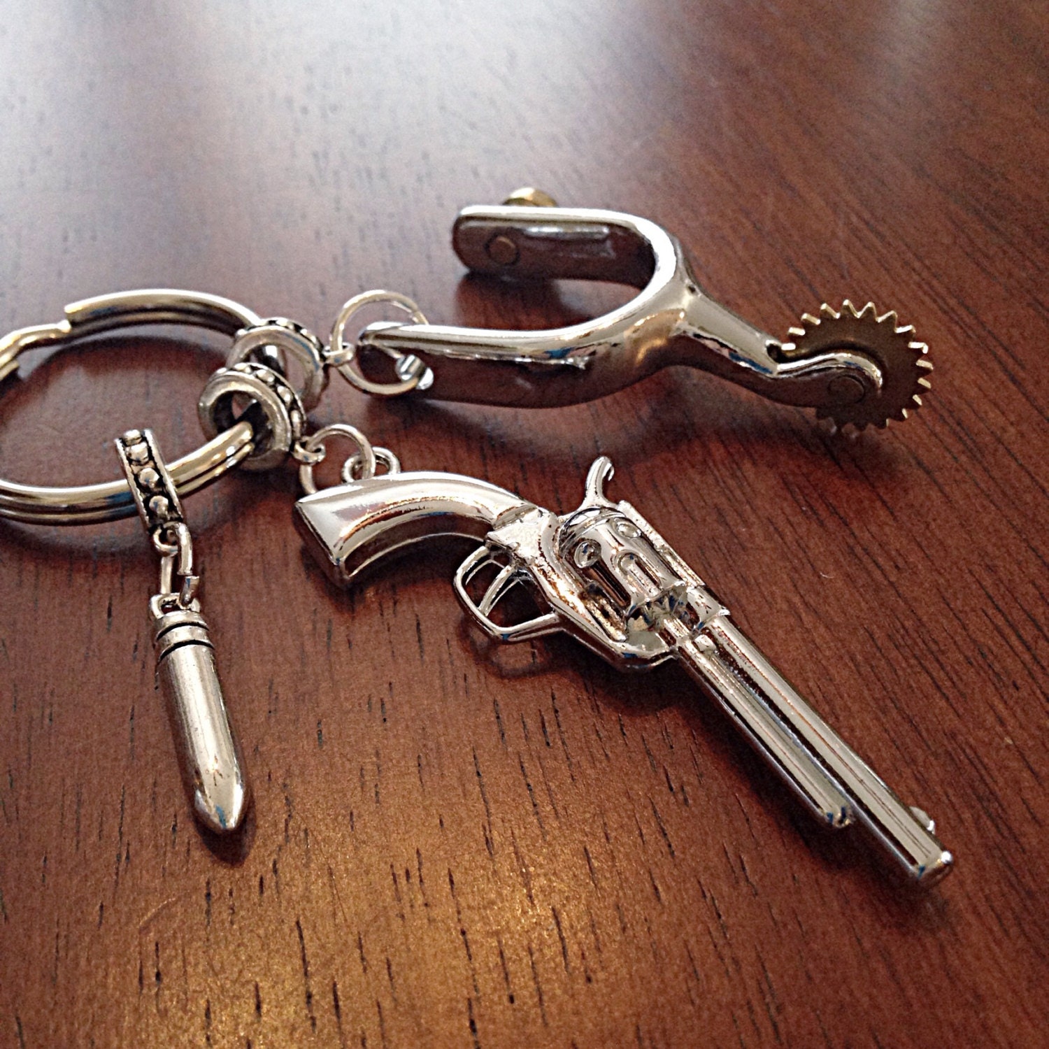Silver Bullet Keychain Cowgirl Keychain Cowboy Keychain Gun