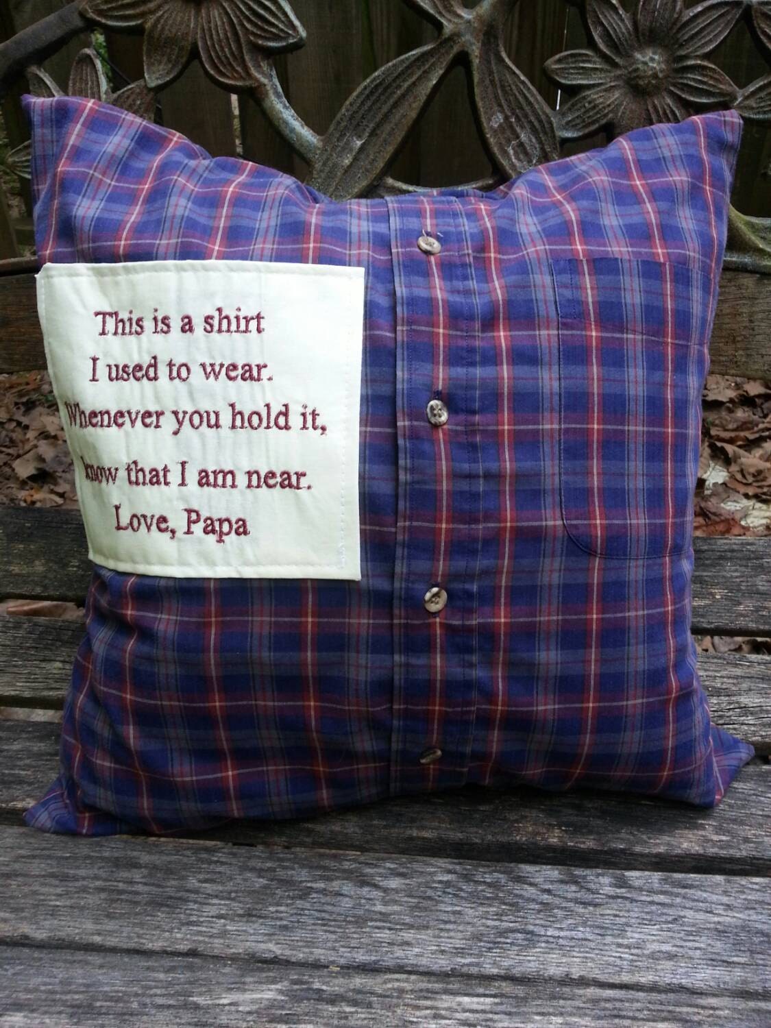 Memory pillow made from your loved one's clothing