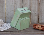 Knife Block, Sage Green, Upcycled, Shabby Chic, Hand Painted, Distressed, Green, Kitchen Decor, Rustic, Steak Knife Block, Kitchen Organizer