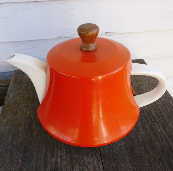 Vintage Teapot with Orange Metal Cozy