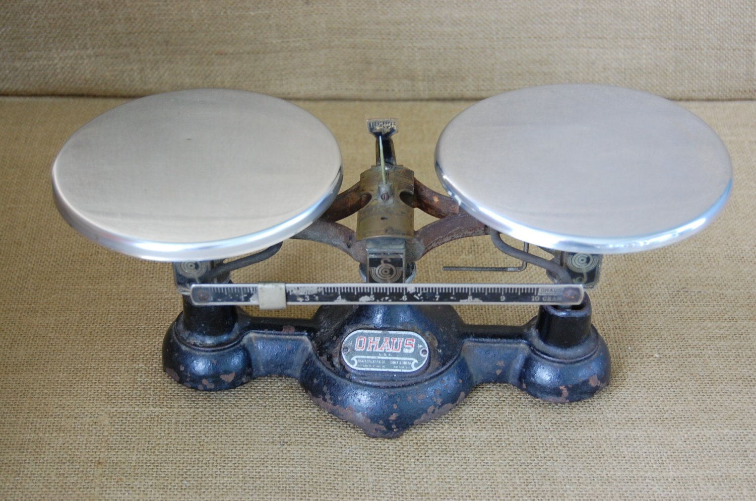 Vintage OHAUS tripbeam scale cast iron and stainless steel