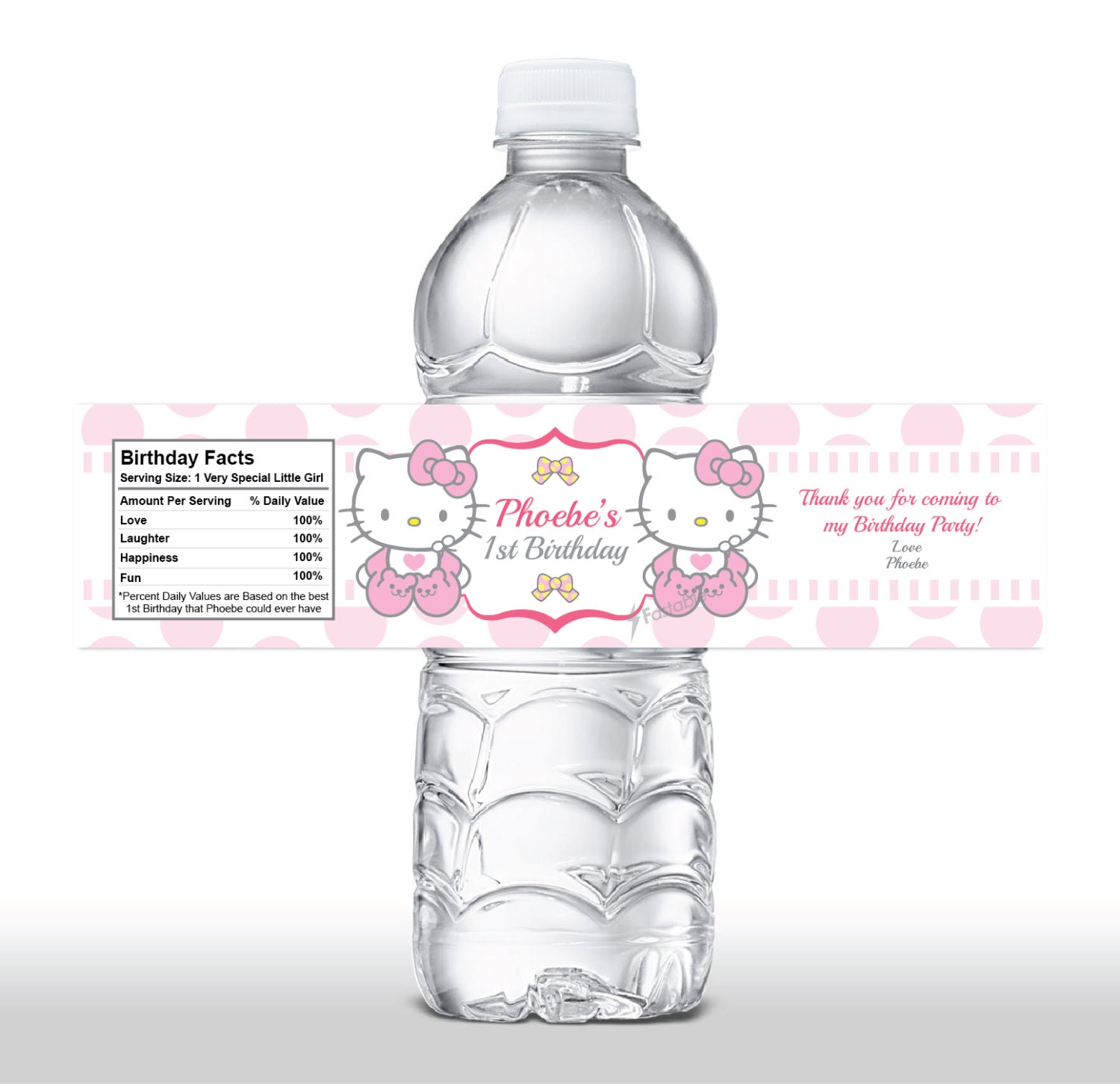 Hello Kitty Water Bottle Label Printable Thank you / by Fastable