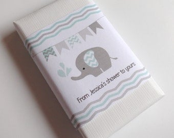 Mint and Gray Soap Baby Shower Favors with Elephant and Personalized Text, Unisex Shower Favors, Choose your Scent, From my shower to yours
