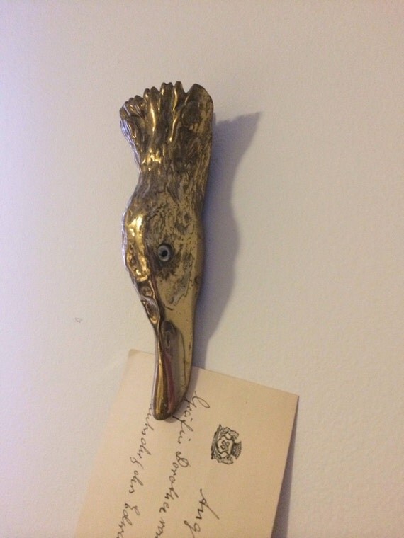 Vintage Brass Duck Head Paper Holder Clip With Glass by PrimoTempo