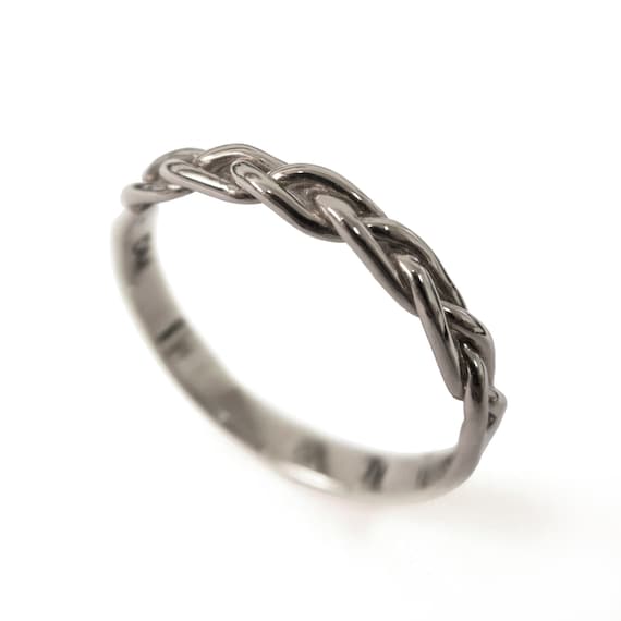 Braided Ring, 18K White Gold Stackable Ring , Wedding Band , 18K Gold ...