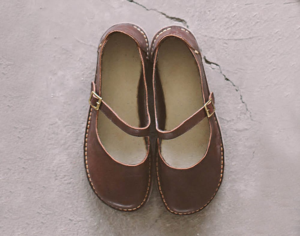 Mary Jane Shoes Brown Mary Janes Women Shoes Flats Shoes