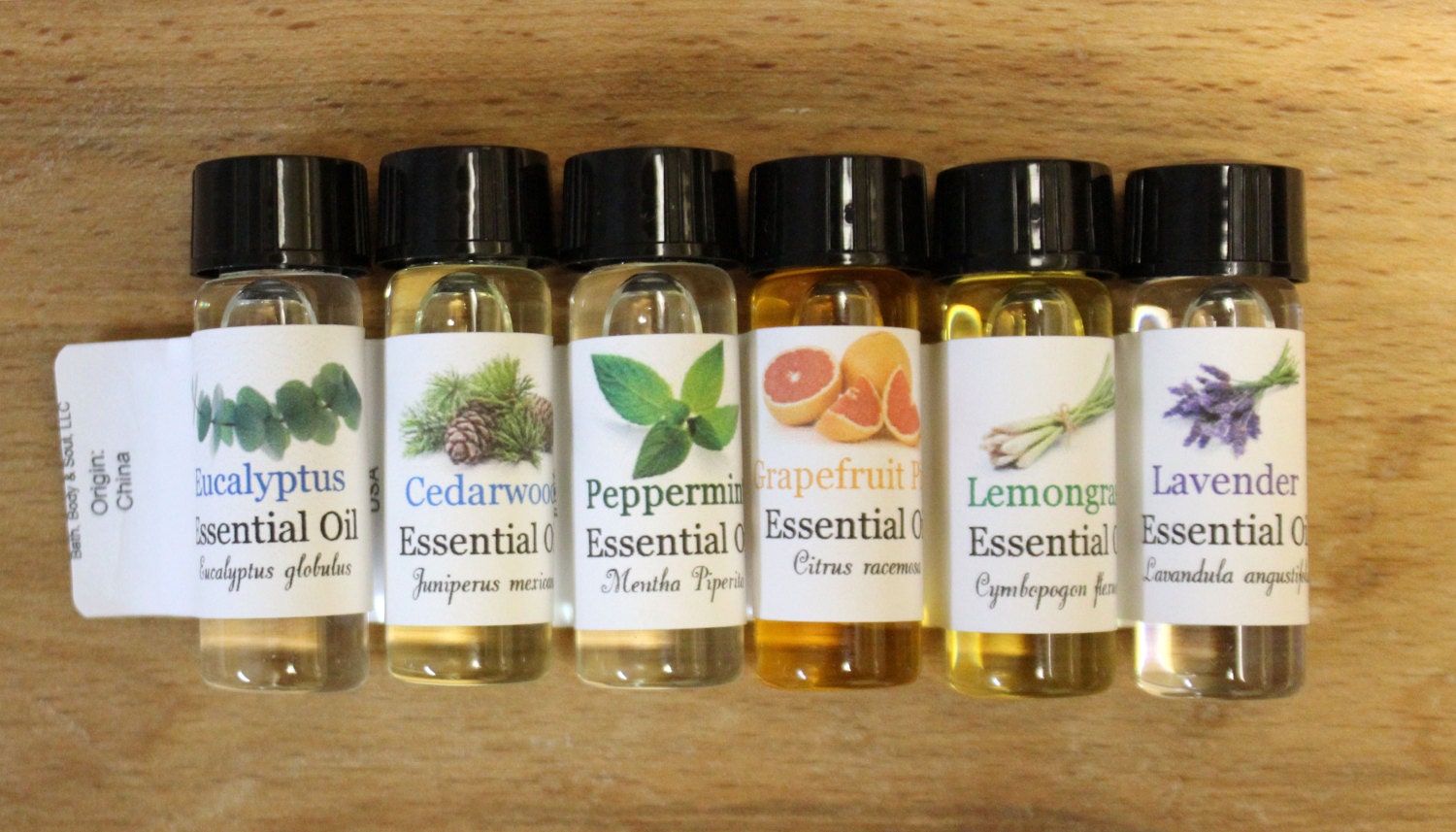 Pure Essential Oils Sample Set of 6 for Beginners by BathBodySoul