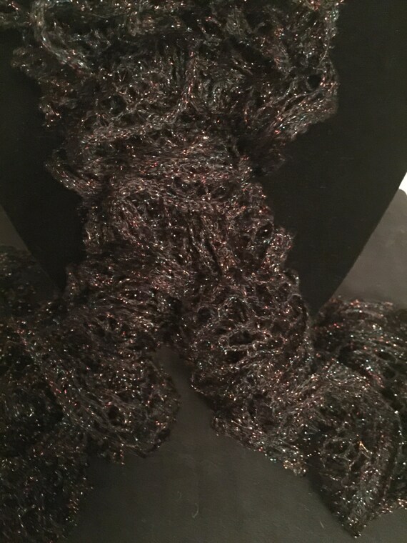Black multi sparkle ruffle scarf