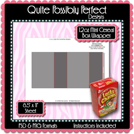 Download Mini Cereal Box Wrapper Template Instant Download PSD and PNG