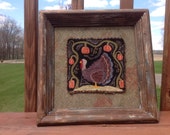 FINISHED! Turkey Punch Needle mounted in Hand Painted Distressed Frame